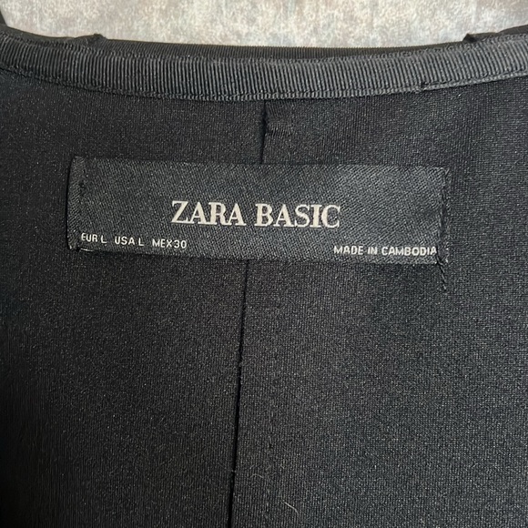 Zara basic black faux suede belted jacket blazer with hood size large - Picture 3 of 5